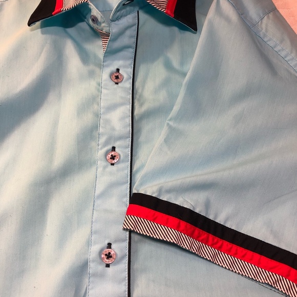 Envy Couture Men’s XL button down Short shirt made in Turkey rare Blue - Picture 5 of 6